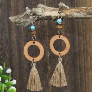 Brand New! BOHO Wood Tassel Earrings